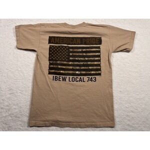 Bayside IBEW Local 743 American Pride Camo Flag Pocket T-Shirt Tan Mens Large